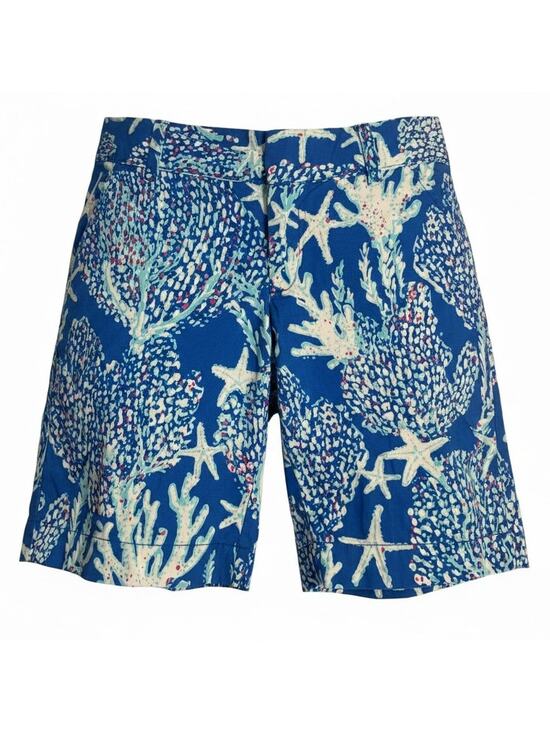Lilly Pulitzer Pants - Lilly Pulitzer Chipper Shorts Size 4 Blue Coral Starfish Coastal Print Reef